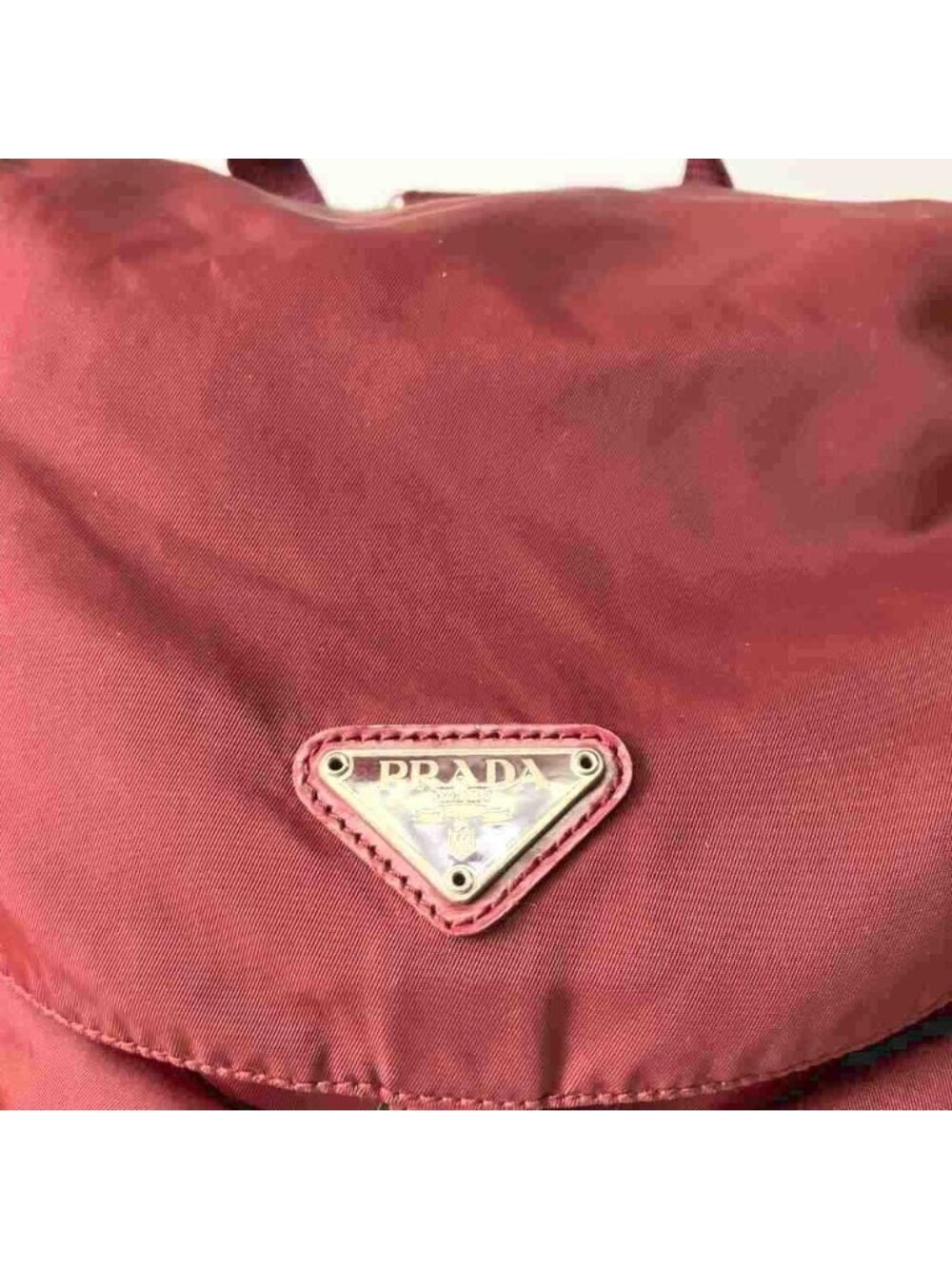 Prada Backpack Sac Nylon Triangle Plate Red - Picture 6 of 9
